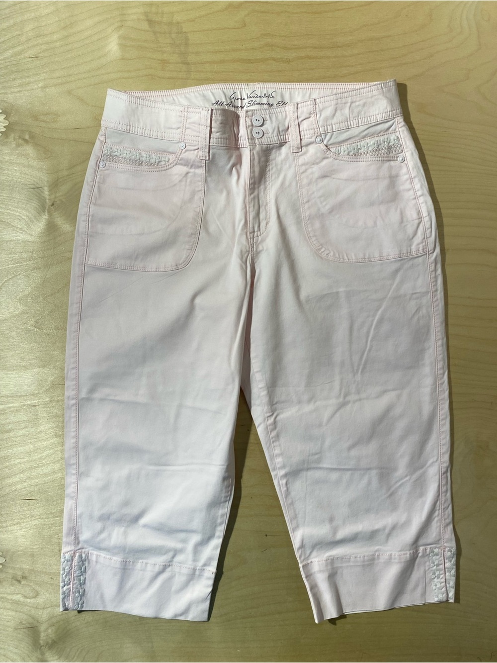 Gloria Vanderbilt Pale Pink Cropped Capri Jeans 10 (RV)